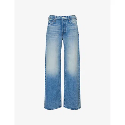 MOTHER WOMENS WIPEOUT THE DODGER BUTTON SNEAK DENIM JEANS