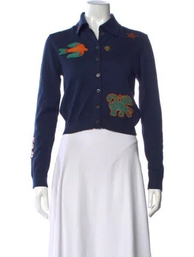 Pre-owned Mother Wool Graphic Print Sweater W/ Tags In Blue