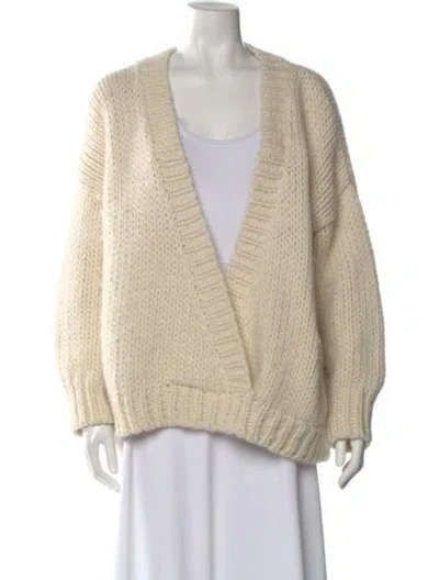 Pre-owned Mother Wool Open Front Sweater In Neutral