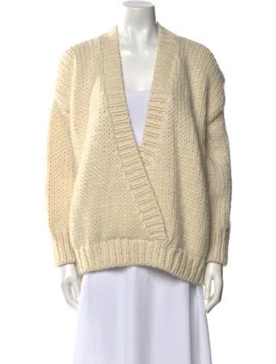 Pre-owned Mother Wool Plunge Neckline Sweater In Neutral