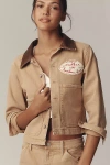 Mother Womens Devil Doesnt Care The Workwear Cropped Stretch-denim Jacket Xs In Animal Print