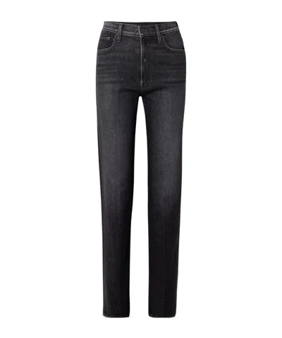 Mother Zip Heel High-rise Straight-leg Jeans In Black