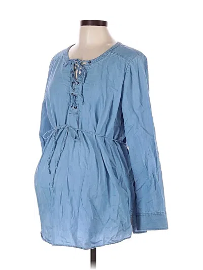 Pre-owned Motherhood 3/4 Sleeve Blouse In Blue