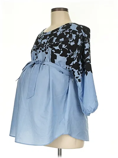 Pre-owned Motherhood 3/4 Sleeve Blouse In Blue