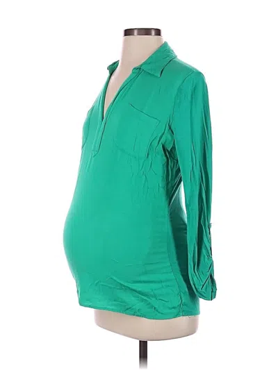Pre-owned Motherhood 3/4 Sleeve Blouse In Green