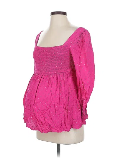 Pre-owned Motherhood 3/4 Sleeve Blouse In Pink