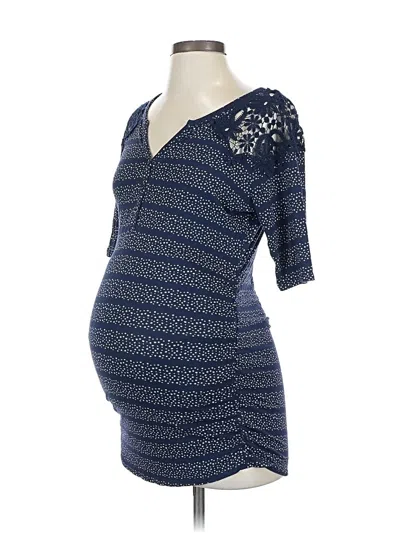 Pre-owned Motherhood 3/4 Sleeve Top Blue Sweetheart Neckline Tops