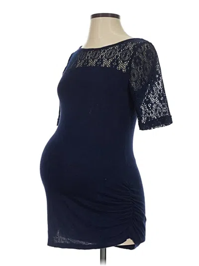 Pre-owned Motherhood 3/4 Sleeve Top Blue Sweetheart Neckline Tops