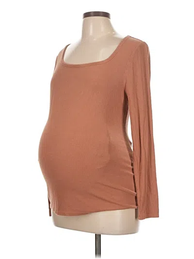 Pre-owned Motherhood 3/4 Sleeve T-shirt In Brown