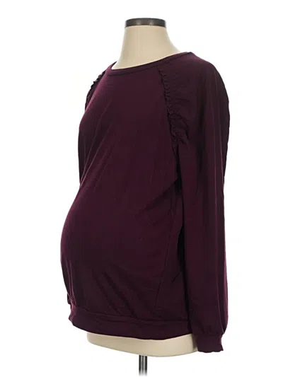 Pre-owned Motherhood 3/4 Sleeve T-shirt In Burgundy