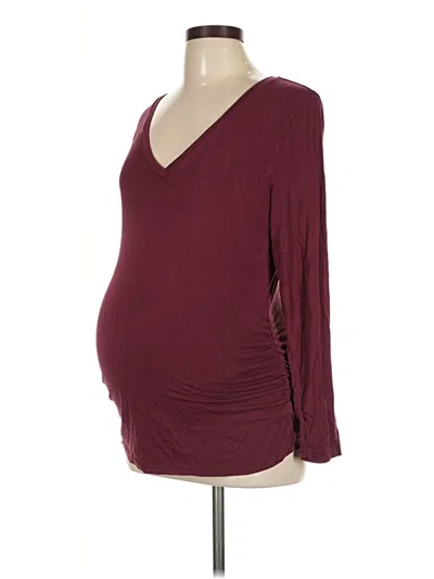 Pre-owned Motherhood 3/4 Sleeve T-shirt In Burgundy