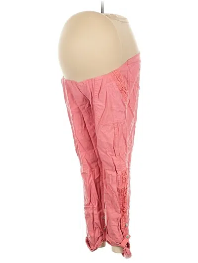 Pre-owned Motherhood Linen Pants In Pink