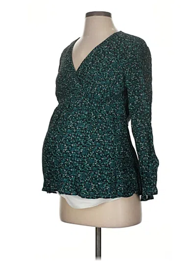 Pre-owned Motherhood Long Sleeve Blouse In Teal