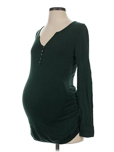 Pre-owned Motherhood Long Sleeve Henley Shirt In Green