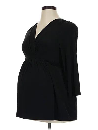 Pre-owned Motherhood Long Sleeve Top Black Plunge Neckline Tops
