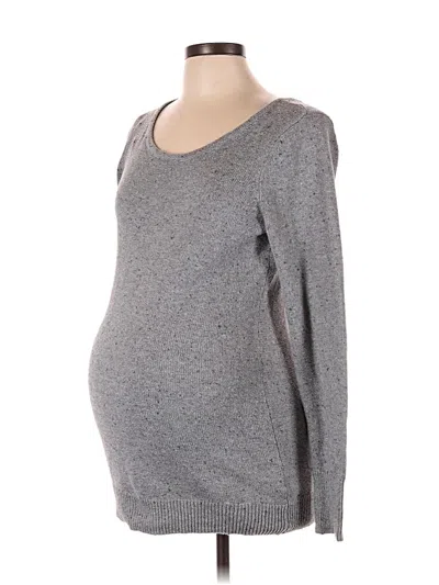 Pre-owned Motherhood Long Sleeve Top Gray Scoop Neck Tops