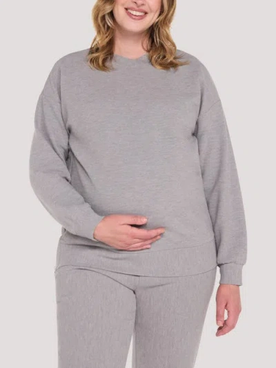 Motherhood Maternity Crew Neck Long Sleeve Side Zip Tunic In Gray