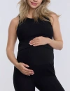 Motherhood Maternity Crew Neck Racerback Cropped Maternity Tank In Black