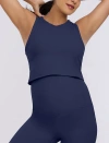 Motherhood Maternity Crew Neck Racerback Cropped Maternity Tank In Navy Blazer