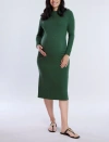 Motherhood Maternity Crew Neck Rib Knit Long Sleeve Column Dress