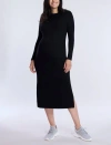 Motherhood Maternity Crew Neck Rib Knit Long Sleeve Column Dress In Black