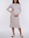 Motherhood Maternity Crew Neck Rib Knit Long Sleeve Column Dress In Opal