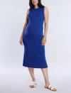 Motherhood Maternity Crew Neck Rib Knit Sleeveless Midi Dress In Sodalite Blue