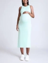 Motherhood Maternity Crew Neck Sleeveless Racerback Maternity Midi Dress In Blue