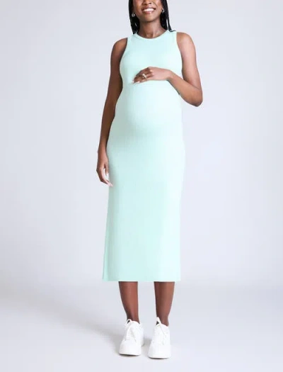 Motherhood Maternity Crew Neck Sleeveless Racerback Maternity Midi Dress In Blue