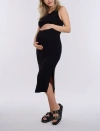 Motherhood Maternity Crew Neck Sleeveless Racerback Maternity Midi Dress In Black