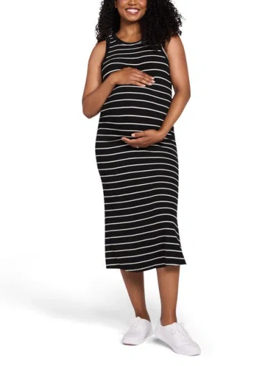 Motherhood Maternity Crew Neck Sleeveless Racerback Maternity Midi Dress In Black