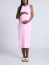 Motherhood Maternity Crew Neck Sleeveless Racerback Maternity Midi Dress In Lilac Chiffon