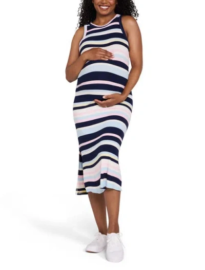 Motherhood Maternity Crew Neck Sleeveless Racerback Maternity Midi Dress In Purple