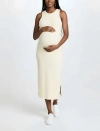 Motherhood Maternity Crew Neck Sleeveless Racerback Maternity Midi Dress In White
