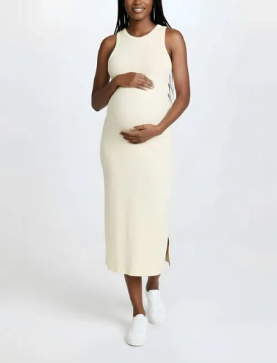 Motherhood Maternity Crew Neck Sleeveless Racerback Maternity Midi Dress In Yellow