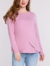 Motherhood Maternity Crewneck Long Sleeve Draped Nursing Tee In Pink