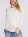 Motherhood Maternity Crewneck Long Sleeve Draped Nursing Tee In White