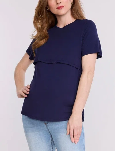 Motherhood Maternity Crewneck Short Sleeve Nursing Tee In Black