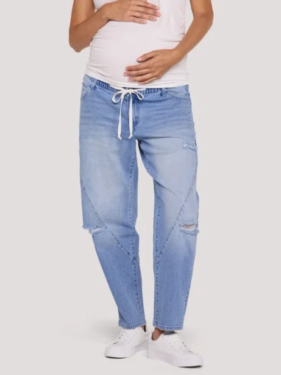 Motherhood Maternity Drawstring Pull On Barrel Jean In Blue