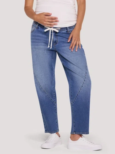 Motherhood Maternity Drawstring Pull On Barrel Jean In Blue
