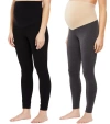 Motherhood Maternity Essential Stretch Secret Fit Over The Belly Maternity Leggings In Black & Charcoal