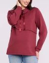 Motherhood Maternity Funnel Neck Pullover Nursing Sweatshirt In Burgundy