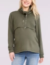 Motherhood Maternity Funnel Neck Pullover Nursing Sweatshirt In Green
