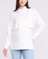 Motherhood Maternity Funnel Neck Pullover Nursing Sweatshirt In White