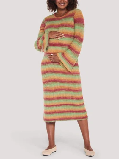 Motherhood Maternity Long Flared Sleeve Midi Sweater Dress In Ombre Combo