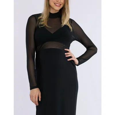 Motherhood Maternity Long Sleeve Bodycon Mesh Maternity Top In Black
