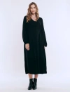 Motherhood Maternity Long Sleeve Button Front Maternity Midi Dress In Black