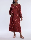Motherhood Maternity Long Sleeve Button Front Maternity Midi Dress In Brick Floral