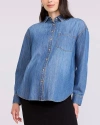 Motherhood Maternity Long Sleeve Button-up Denim Shirt In Blue