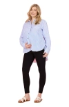 Motherhood Maternity Long Sleeve Button-up Poplin Shirt In White